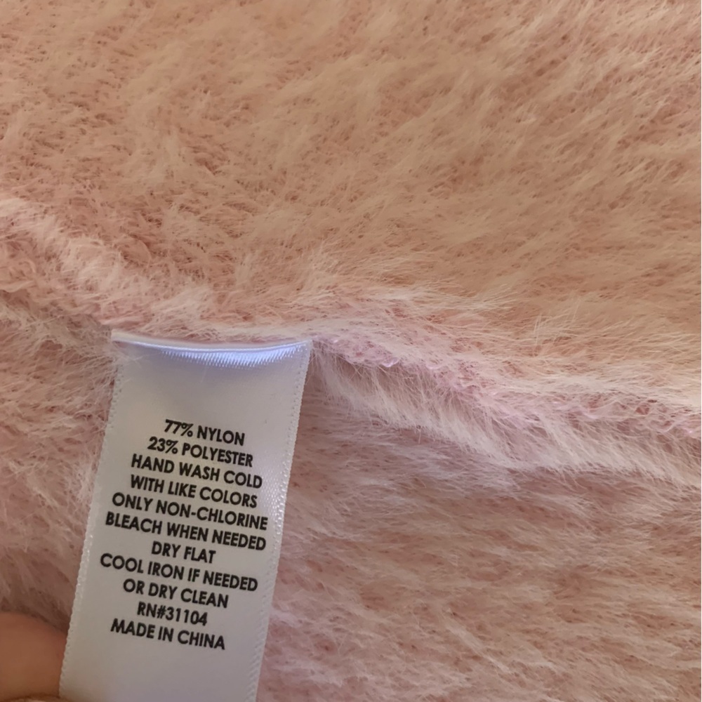 The Limited Powder Pink Fuzzy Sweater Coat Cardigan Duster Pockets Sz M - Picture 7 of 11